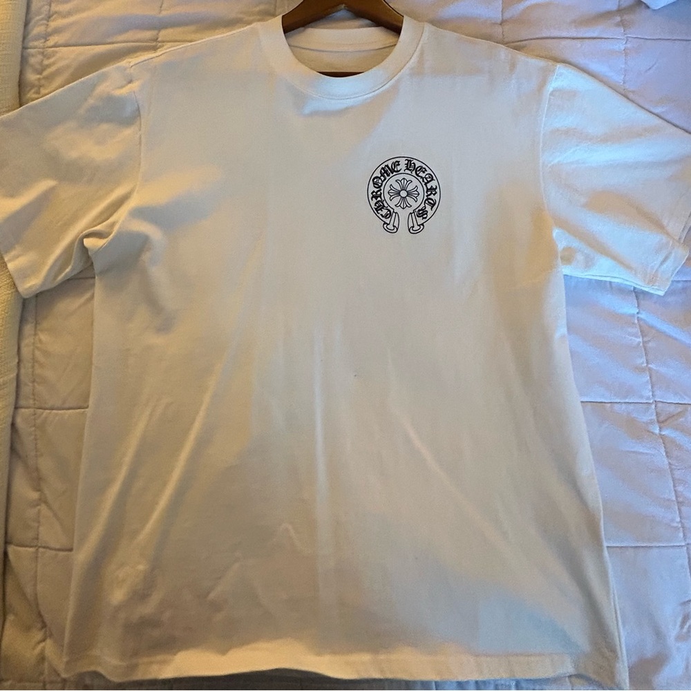 Chrome Hearts White Short Sleeve Tee with Medallion Graphic lightly worn